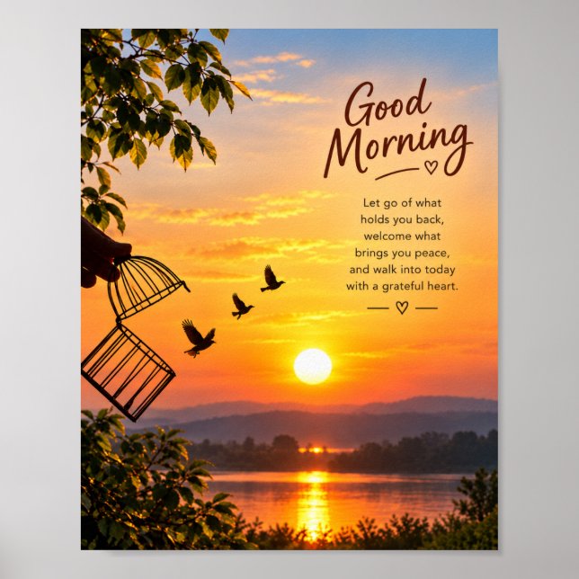 Poster Bom Dia – Abrace a Paz & Deixe Ir (Frente)