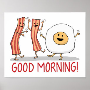 Poster Bom dia, Bacon e Ovo lindos e engraçados