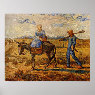 Poster Bom dia, casal camponês indo trabalhar