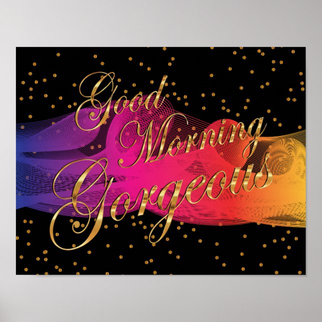 Poster Bom dia, maravilhoso a preto (Frente)