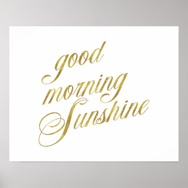 Poster Bom dia Sunshine Cotação Faux Gold Footes (Frente)