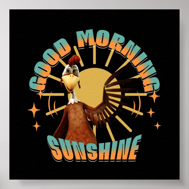Poster Bom dia Sunshine Engraçado Rooster (Frente)