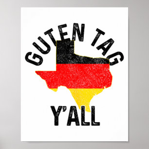 Poster Bom Dia Y'all Engraçado Presente Alemão Texas Alem