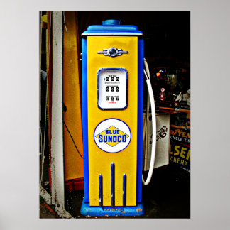 Poster Bomba de gás de colheita de Sunoco azul