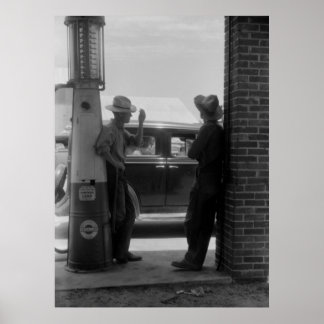 Póster Bomba de gás visível e carro 1940