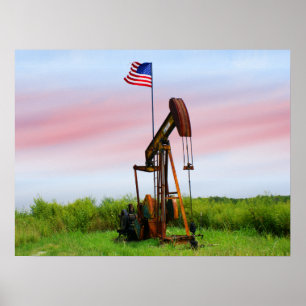 Póster Bomba de óleo com bandeira americana