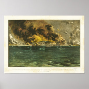 Póster Bombardeio da Guerra Civil Americana em Fort Sumte