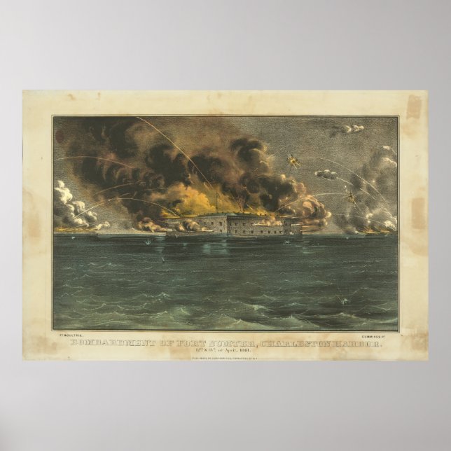Poster Bombardeio de Forte Sumter por Ives (Frente)