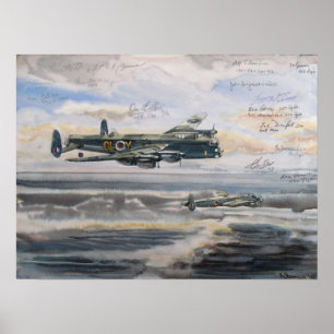 Póster Bombardeiro de Lancaster sobre canetas