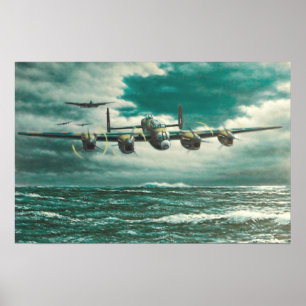 Poster Bombardeiros de Lancaster sobre o mar
