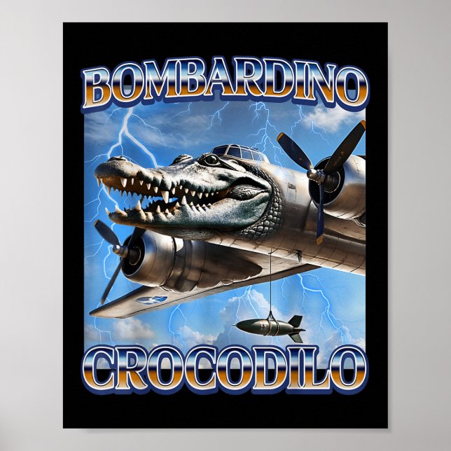 Poster Bombardino Crocodilo Funny Italiano Brainrot Memes (Frente)