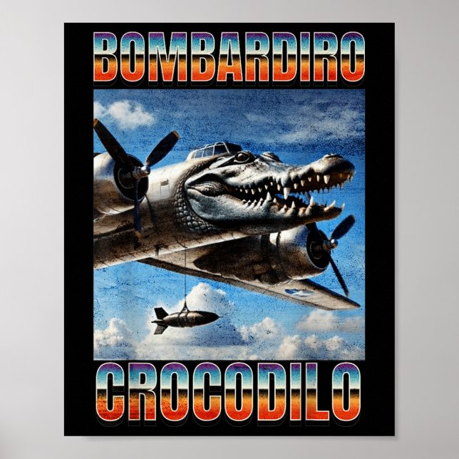 Poster Bombardiro Crocodilo Funny Trendy Italiano Brainro (Frente)