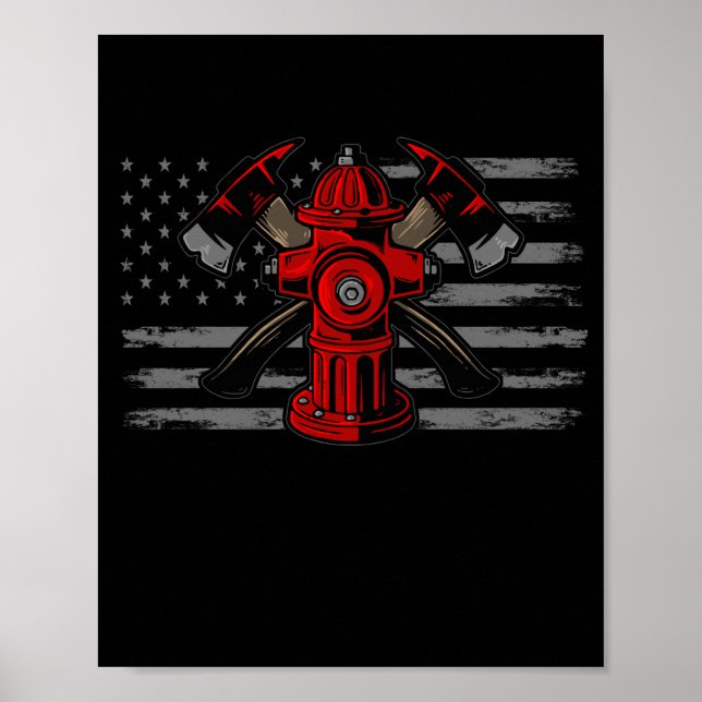 Poster Bombeiro American Flag Ax (Frente)