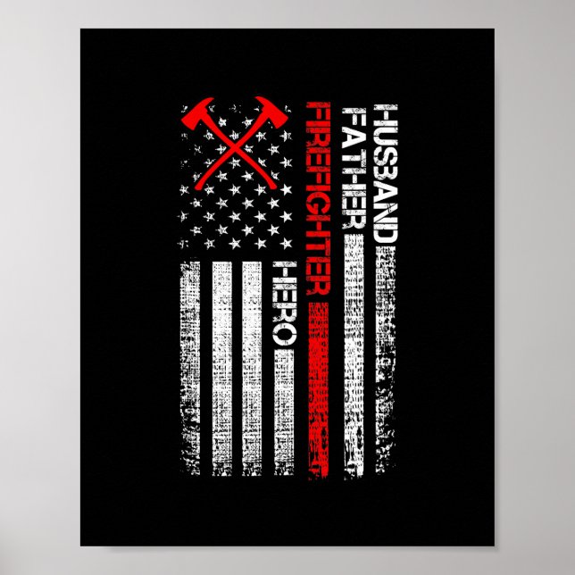 Poster Bombeiro American Flag Ax Thin Red Line (Frente)