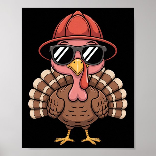 Poster Bombeiro Bonito Frango Face Óculos de Sol Feriado  (Frente)