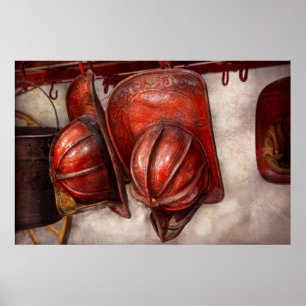Póster Bombeiro - chapéu - chapéus antiquados do fogo