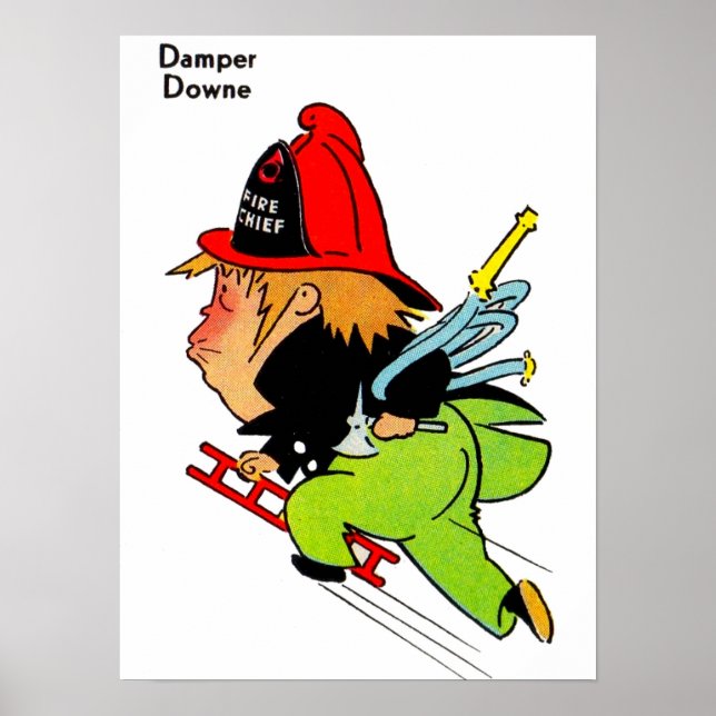 Poster bombeiro Damper Downe (Frente)