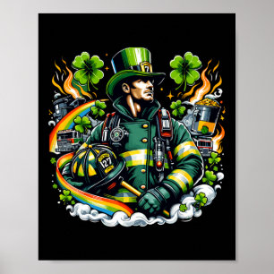 Poster Bombeiro Dia de São Patrício Homens Bombeiros
