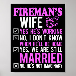 Poster Bombeiro Esposa Marido Casal Aniversário Fir Engra