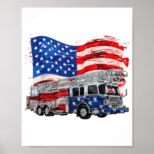 Poster Bombeiro-Fogo-Retro Bombeiro Bombeiro EUA Bandeira