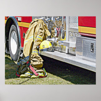 Poster Bombeiro Gear e Caminhão