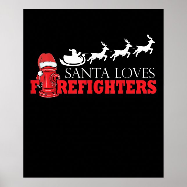 Poster Bombeiro Natal Presente Papai Noel Fireman (Frente)
