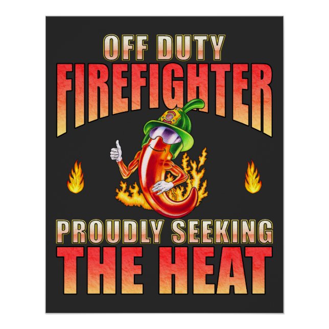 Póster Bombeiro Voluntário em busca de Comida picante (Frente)