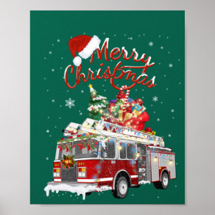 Poster Bombeiros de Papai noel Sleigh Fireman