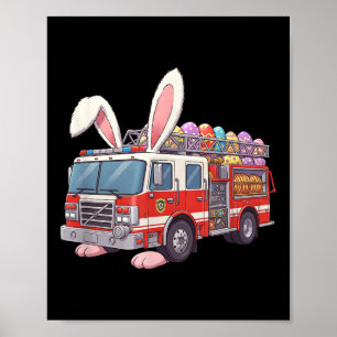 Poster Bombeiros de Páscoa de Bunny Páscoa Day