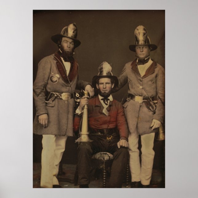 Póster Bombeiros no uniforme 1855 (Frente)