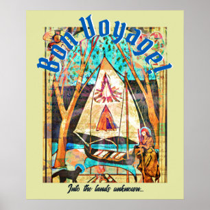 Poster Bon Voyage Boat Cat Pilgrim