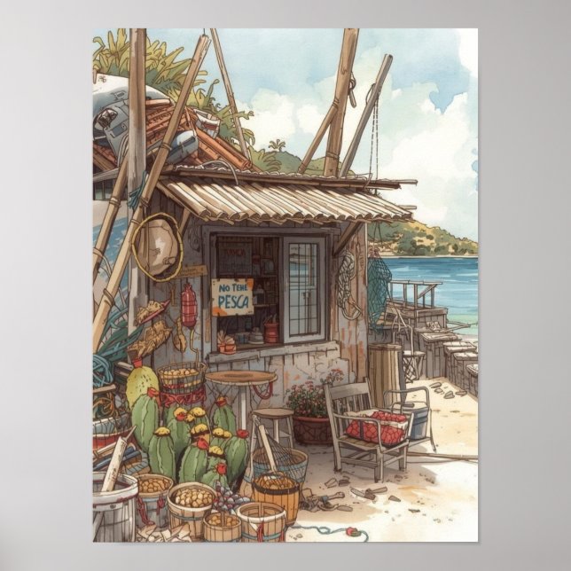 Poster Bonaire fish shack (Frente)