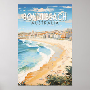 Poster Bondi Beach, Austrália, Viagem Art Vintage