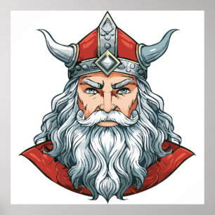 Poster Boné de Caminhoneiro com Retrato do Deus Odin