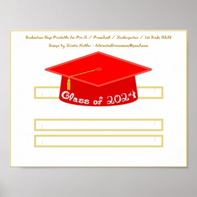 Poster Boné de formatura Red Hat Classe de 2024 White Gli (Frente)