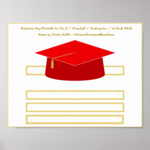 Poster Boné de formatura Red Paper Hat Printable