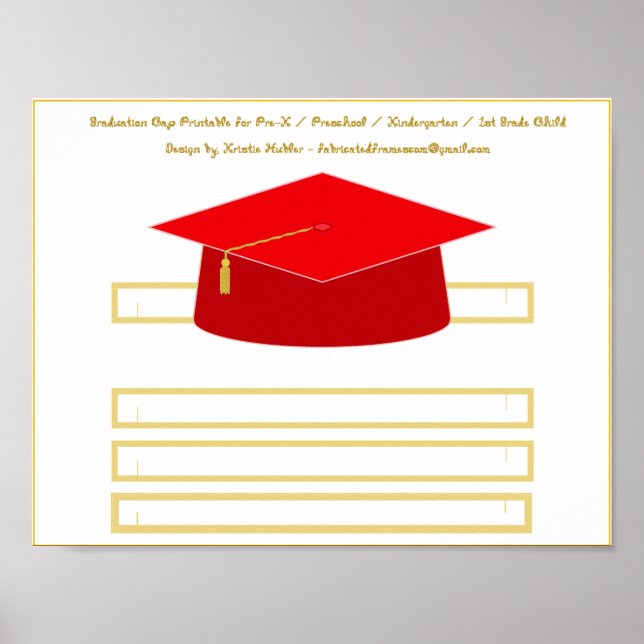 Poster Boné de formatura Red Paper Hat Printable (Frente)