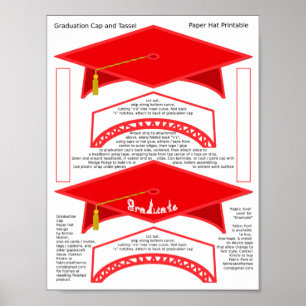 Poster boné de formatura Vermelho Paper Hats Printable Fo