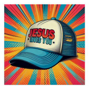 Póster Boné do camionista Jesus Colorido!