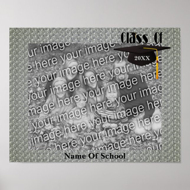 Poster Boné E Quadro De Graduação De Tassel Adicionam Sua (Frente)