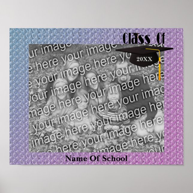 Poster Boné E Quadro De Graduação De Tassel Adicionam Sua (Frente)