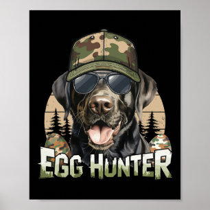 Poster Boné preto Labrador Camo Páscoa de caça ao ovo