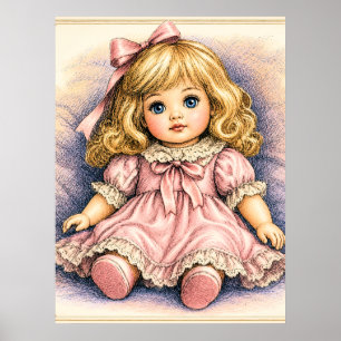 Poster Boneca antiga vintage