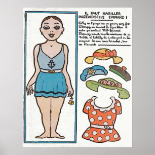 Póster Boneca de papel, praia da mulher, France