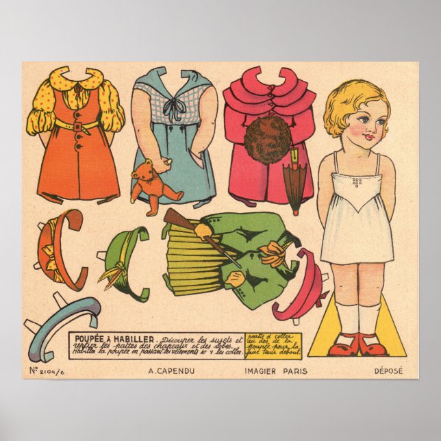 Poster Boneca de papel Vintage (Frente)