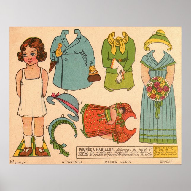 Poster Boneca de papel Vintage (Frente)