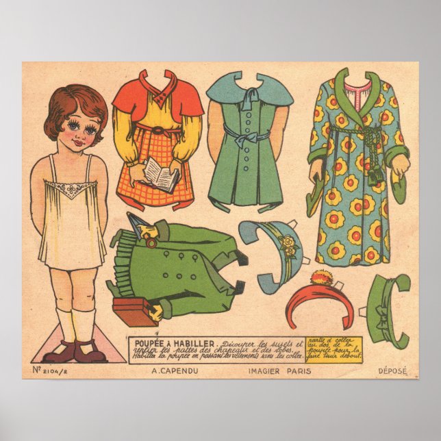 Poster Boneca de papel Vintage (Frente)