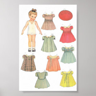 Poster Boneca de papel Vintage