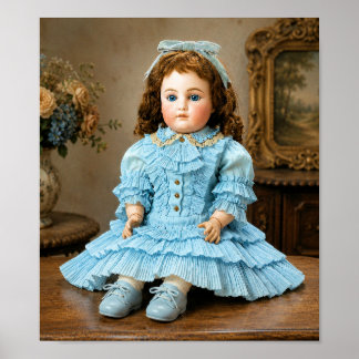 Poster Boneca de Porcelana Antiga com Roupa Azul
