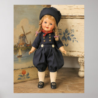Poster Boneca de porcelana antiga em ambiente holandês